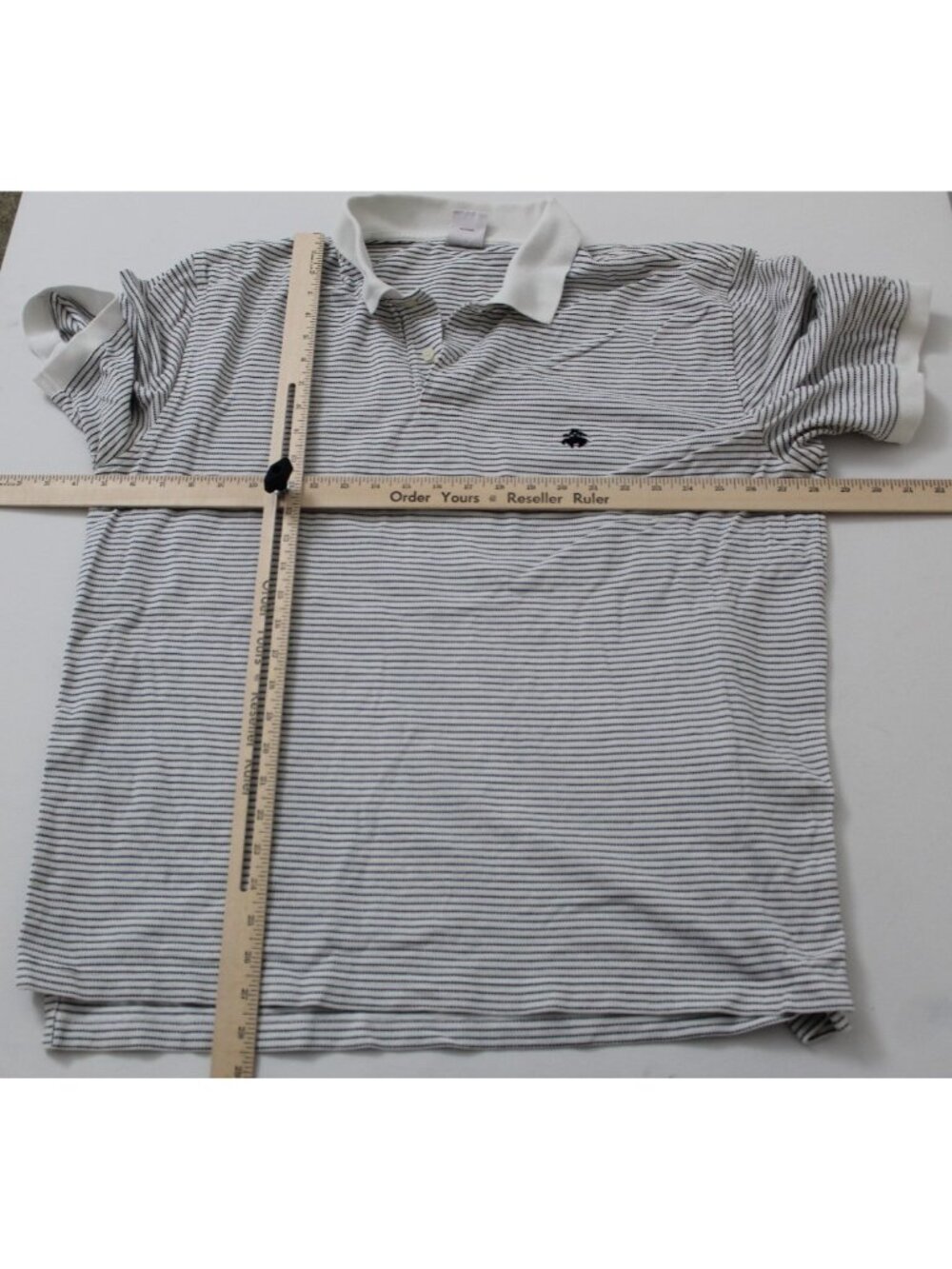 Brooks Brothers 346 Mens XL White Navy Striped Cotton Pique Polo Shirt Original - Picture 3 of 4